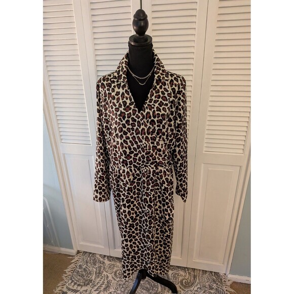 BEAUTIFUL by Lawrence Zarian Dress Women's 16 Cheetah Leopard Faux Wrap Career - Picture 1 of 12